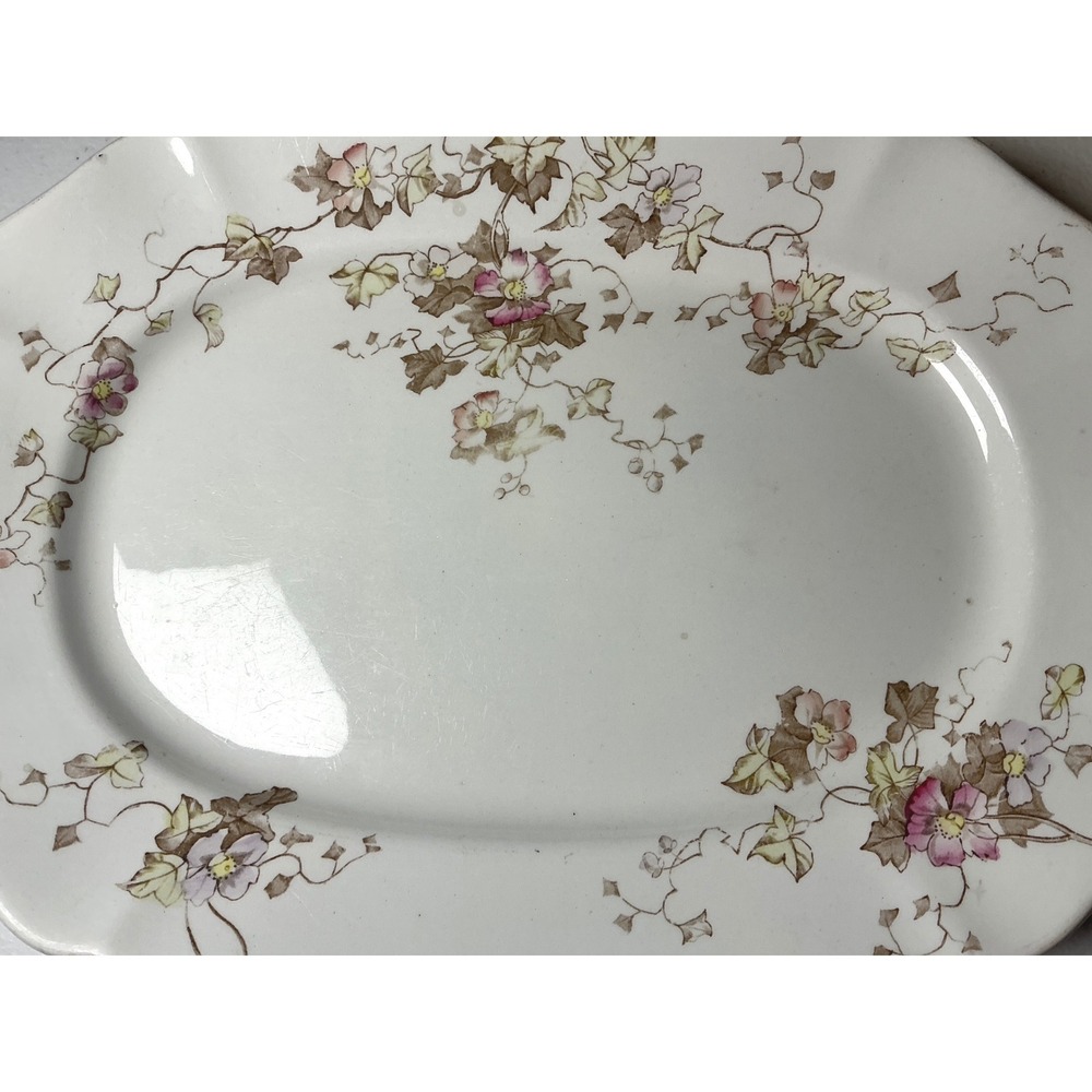 Alfred Meakin Royal Semi-Porcelain Oval Platter Floral Vine Scalloped England - Picture 5 of 5